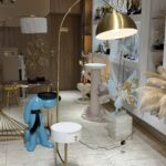 Gold Curved Lamp with Drawer
