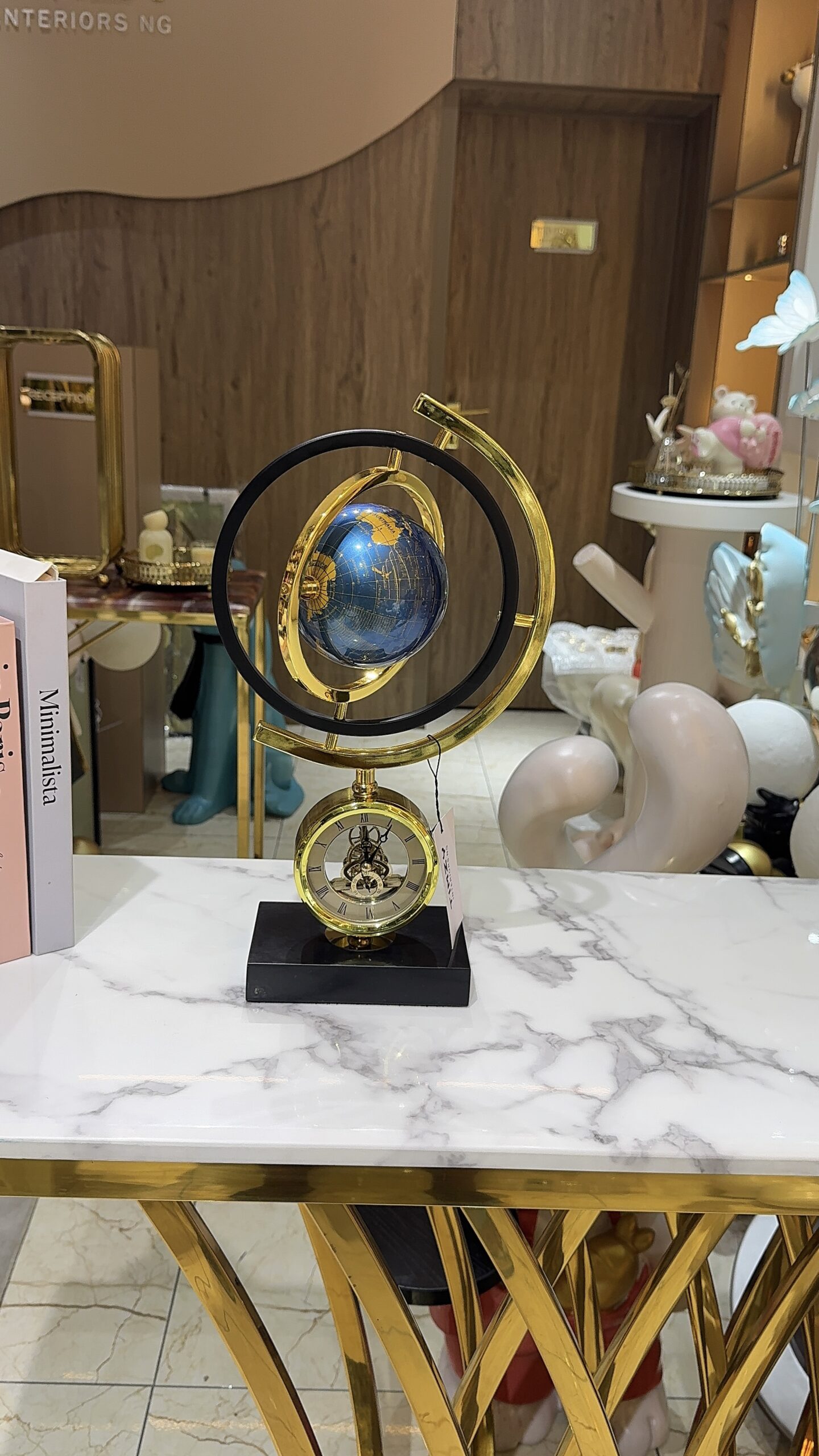 IMG_3757 Globe with Clock & Marble Base - Image 1