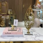 Leaf Metal Decor with Crystal Base