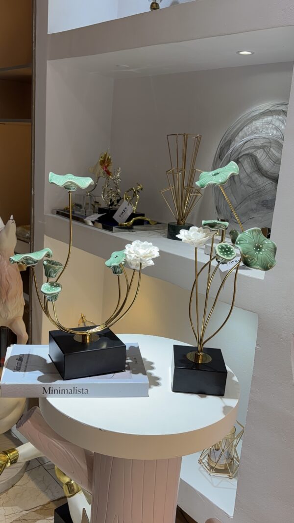 Ceramic Flower Metal Table Decor - Image 2