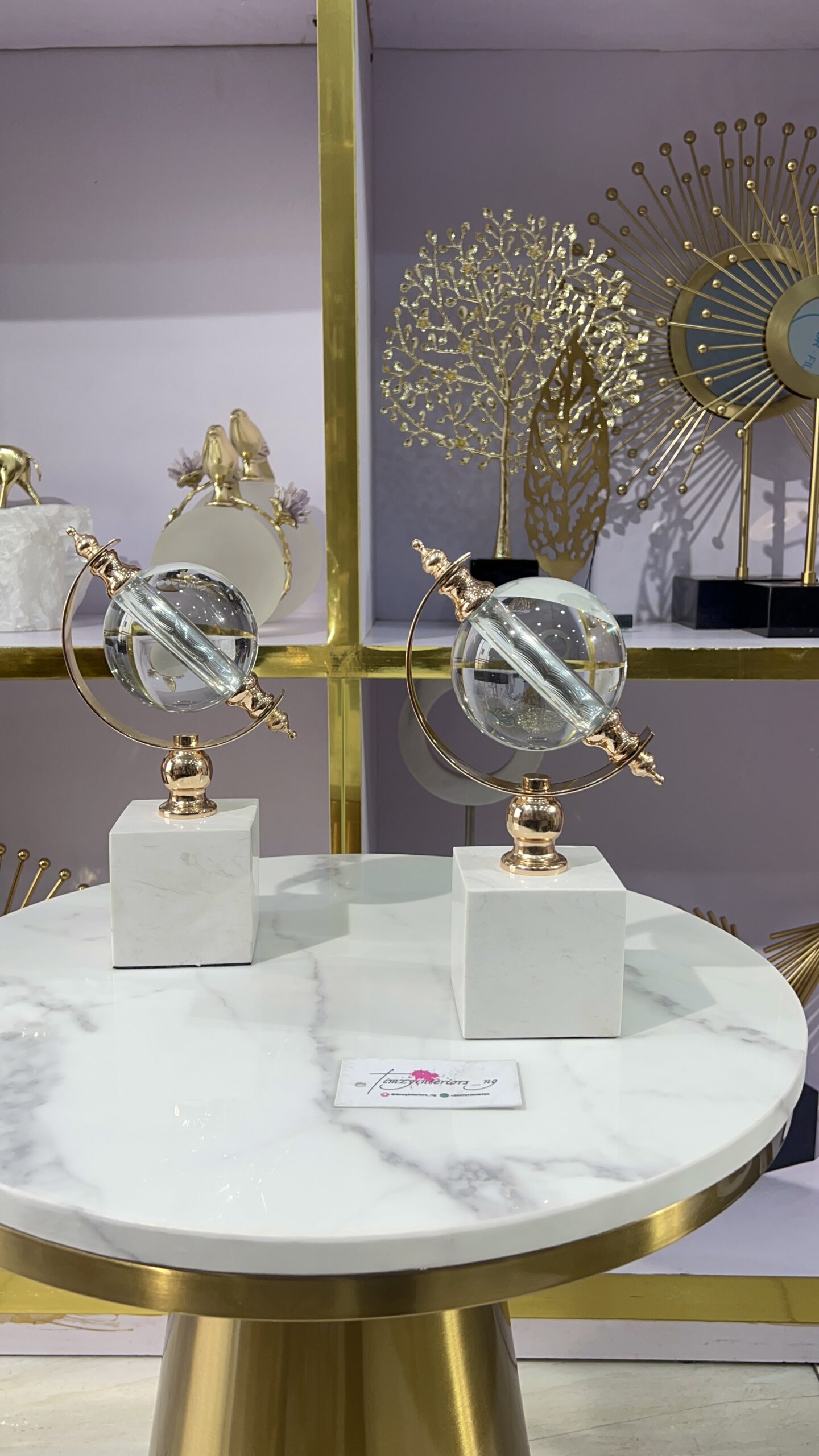 IMG_6719 Clear Crystal Globe with Marble Base - Image 1